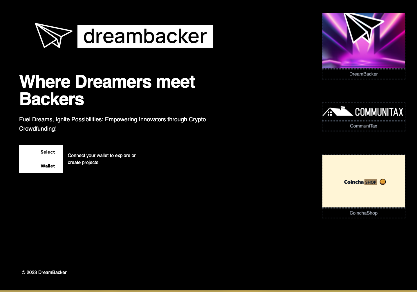 An image of the DreamBacker - Solana Hackathon GDL 🏅 project.